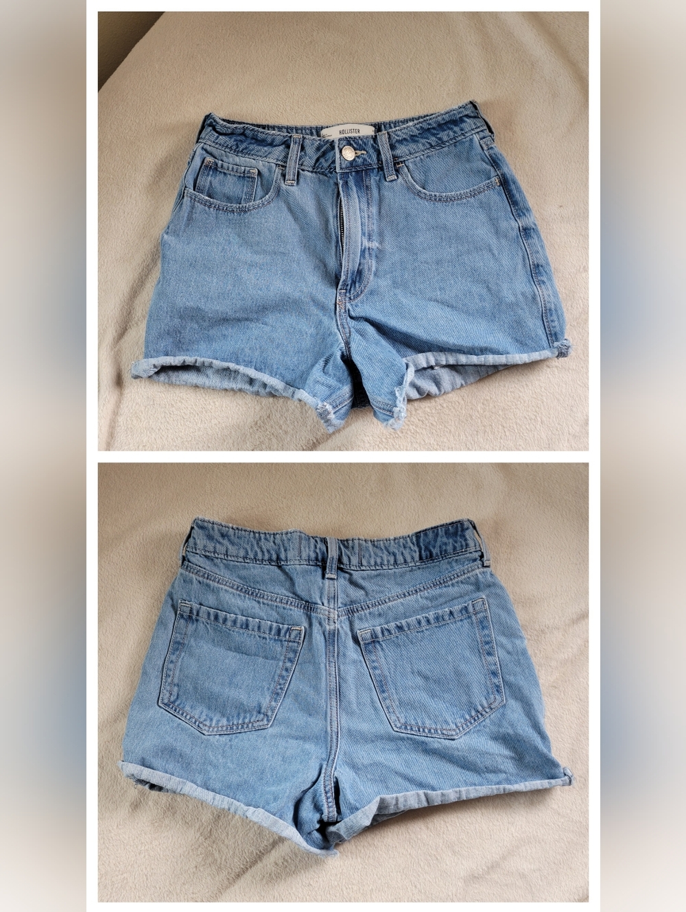 American Eagle Outfitters High Waist Denim Blue & Pink Cargo Shorts - Picture 11 of 16